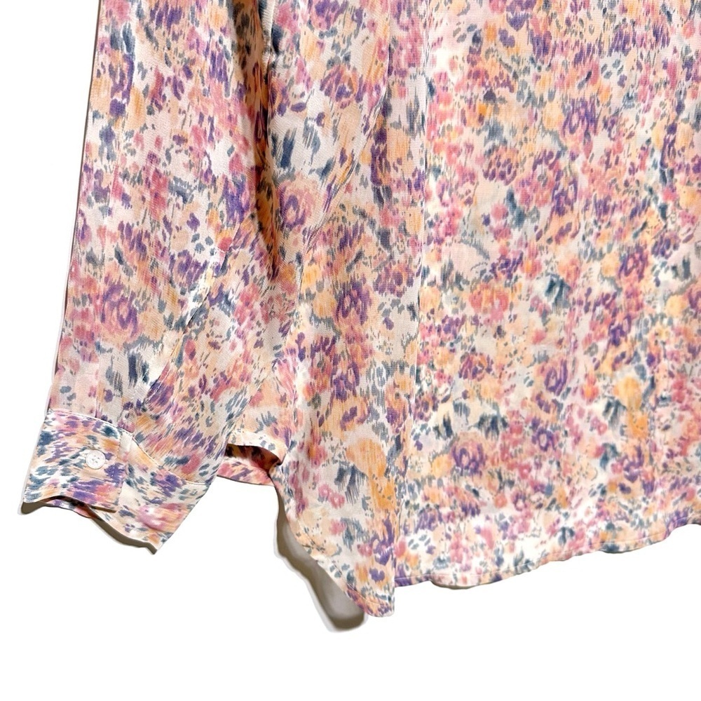 VICI X Summer Of Diane Sheer Watercolor Print Button Front Long Sleeves Shirt XS - Picture 8 of 10